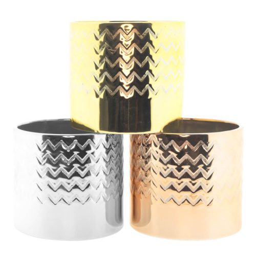 Electroplated kerámia kaspó - 3 színben 13x12 cm