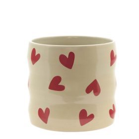 Bubble Heart kerámia kaspó - Krém 13x12 cm