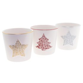   Karácsonyi "Nonfi" kerámai kaspó - 3 színben 13x12 cm