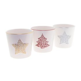   Karácsonyi "Nonfi" kerámai kaspó - 3 színben 9x10 cm