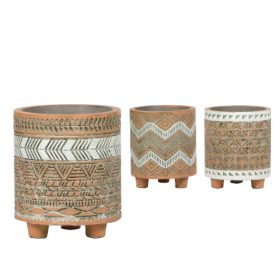 "Binti" Rusztikus kerámia kaspó - Barna 9x15 cm