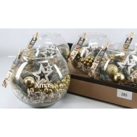 Xmas Karácsonyi üveg dekoráció - Arany 18x17 cm