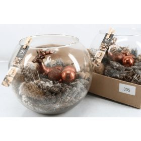 Xmas Szarvasos üveg dekoráció - Bronz 22x20 cm