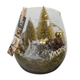   Karácsonyi üveg gömb dekoráció közepes - Arany 15x20 cm