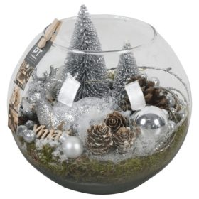   Xmas Karácsonyi üveg gömb dekoráció nagy - Fehér 20x20 cm