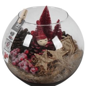   Xmas Karácsonyi üveg gömb dekoráció nagy - Piros 20x20 cm