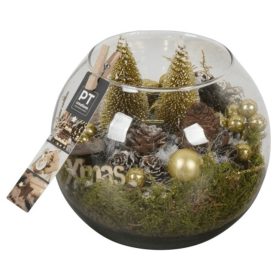   Xmas Karácsonyi üveg gömb dekoráció közepes - Arany 17x17 cm