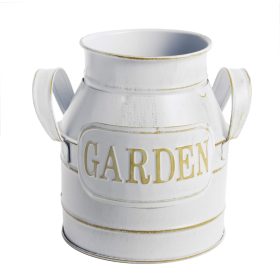 "Garden" feliratos bádog kanna - Fehér 14x12 cm