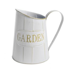   "Garden" feliratos bádog kancsó - Fehér 13x18 cm