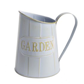   "Garden" feliratos bádog kancsó - Világoskék 13x18 cm