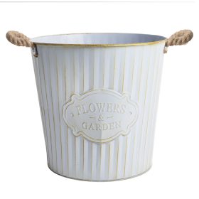   "Garden" feliratos bádog kaspó - Világoskék 28x23 cm