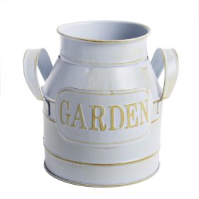   "Garden" feliratos bádog kanna - Világoskék 14x12 cm