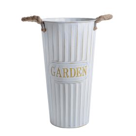   "Garden" feliratos bádog váza - Világoskék 19x35 cm