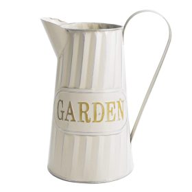 "Garden" feliratos bádog kancsó - Krém 23x14 cm