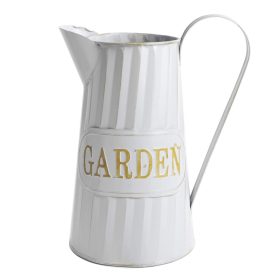   "Garden" feliratos bádog kancsó - Fehér 23x14 cm