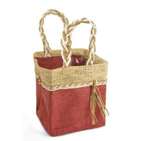   Fonott füles kis textil táska - Bordó 11x11x13 cm (VÍZHATLAN)