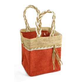   Fonott füles kis textil táska - Narancs 11x11x13 cm (VÍZHATLAN)