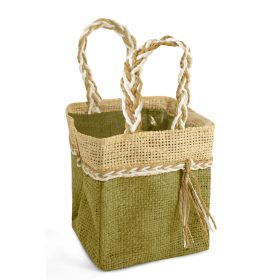   Fonott füles kis textil táska - Zöld 11x11x13 cm (VÍZHATLAN)