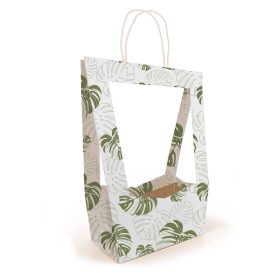   Medallion Füles növény táska - Fehér Mintás 14x23x38 cm