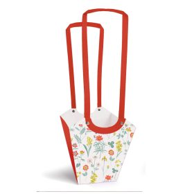   Aqua Füles Virág mintás növény táska - Piros 10x17x20 cm