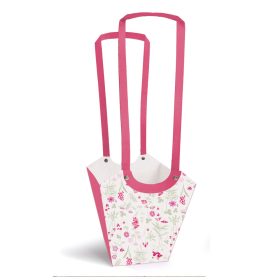   Aqua Füles Virág mintás növény táska - Rózsaszín 10x17x20 cm
