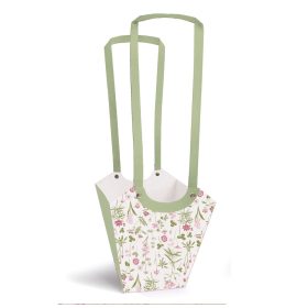   Aqua Füles Virág mintás növény táska - Zöld 10x17x20 cm