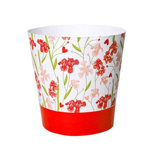 EUREKA cserepes papír display - Piros Virág Mintás 13x13x10 cm