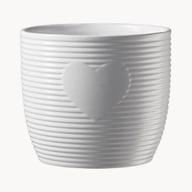   "Heartbeat" Szíves kerámia kaspó - Fehér 13x12 cm