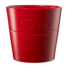  "Endless Love" Szíves kerámia kaspó - Piros 13x12 cm