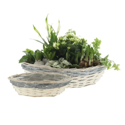 Fonott Csónak kosár vízhatlan - Fehér 44x21x12 cm