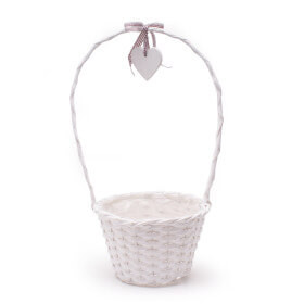   Kerti Füles Kosár Szív Lógóval Vízhatlan - Fehér 24x52 cm