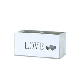   "LOVE" Fa kaspó üveg betéttel Duo- Fehér 17x9x8 cm