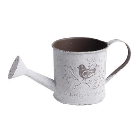 Madárkás bádog kanna - Fehér 11x11 cm