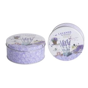 Levendula Virágos 2 részes bádog doboz - Lila 14/16 cm