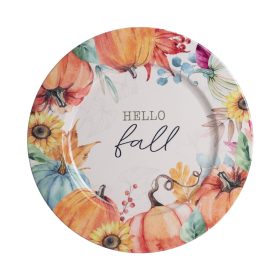 "Hello Fall" bádog tálca - Fehér 34 cm
