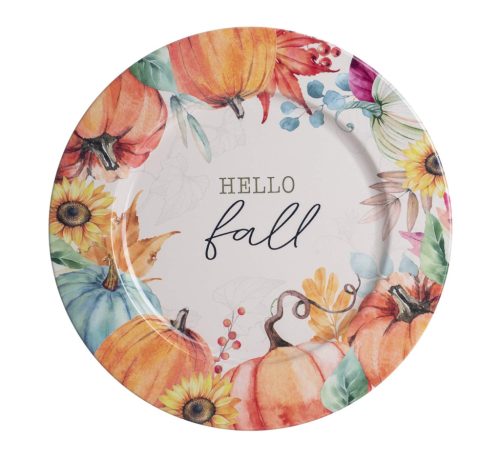 "Hello Fall" bádog tálca - Fehér 34 cm