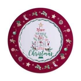 "Marry Christmas" bádog tálca - Piros 34 cm