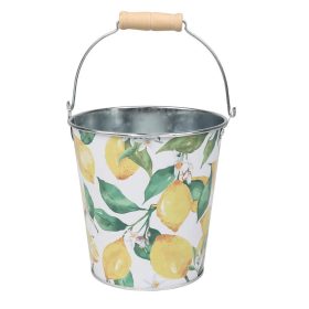 Citromos bádog kaspó - Fehér 13x15 cm