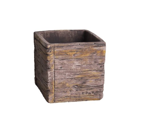 Famintás beton kocka kaspó - Sötét Barna 10x10 cm