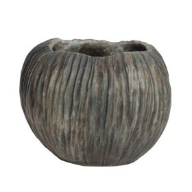 Fahatású Öblös beton kaspó - Sötét Szürke 19x14 cm