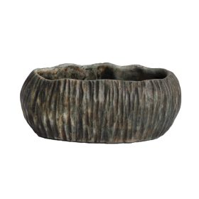  Fahatású ovális beton tál - Sötét Szürke 22x12x10