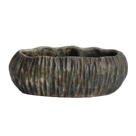 Fahatású ovális beton tál - Sötét Szürke 18x10x7 cm