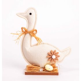 Őszi fa talpas textil liba - Barna 19x17x5 cm