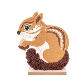 Őszi fa talpas textil Mókus - Barna 20x5x16 cm