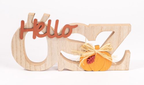 Őszi fa "Hello Ősz" - Barna 23x2x12 cm
