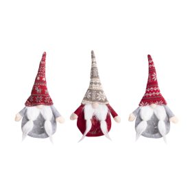 Textil szakálas manó + ajándéktartó - 3 színben 37 cm