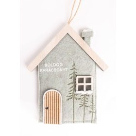 Filc akasztós kar. ház - Zöld 14x21 cm