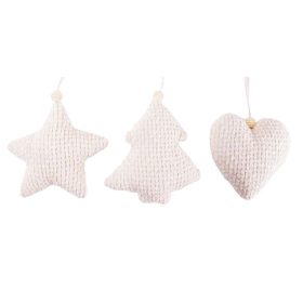 Kar. textil dísz 3 mintával - Fehér 11 cm