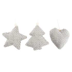 Kar. textil dísz 3 mintával - Szürke 11 cm