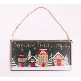   'Marry Christmas' akasztós tábla - Zöld 30x15 cm